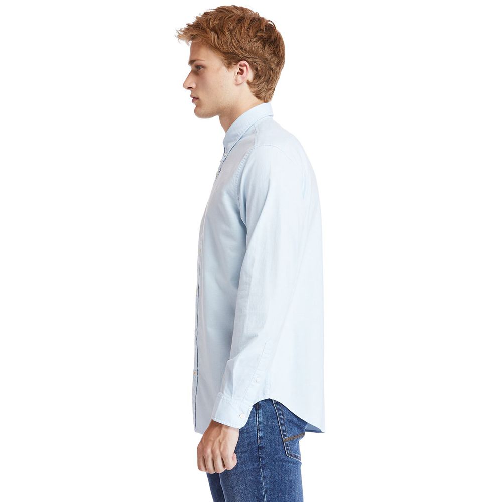 Camisa Timberland Hombre Pleasant River Stretch Oxford Azules - Chile NES-846723